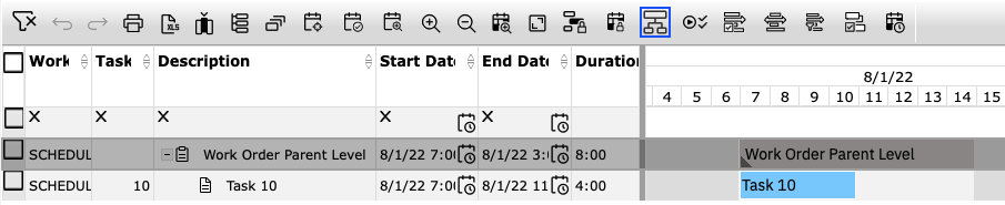Graphical Scheduling Large Projects - Work Order with Task until any change