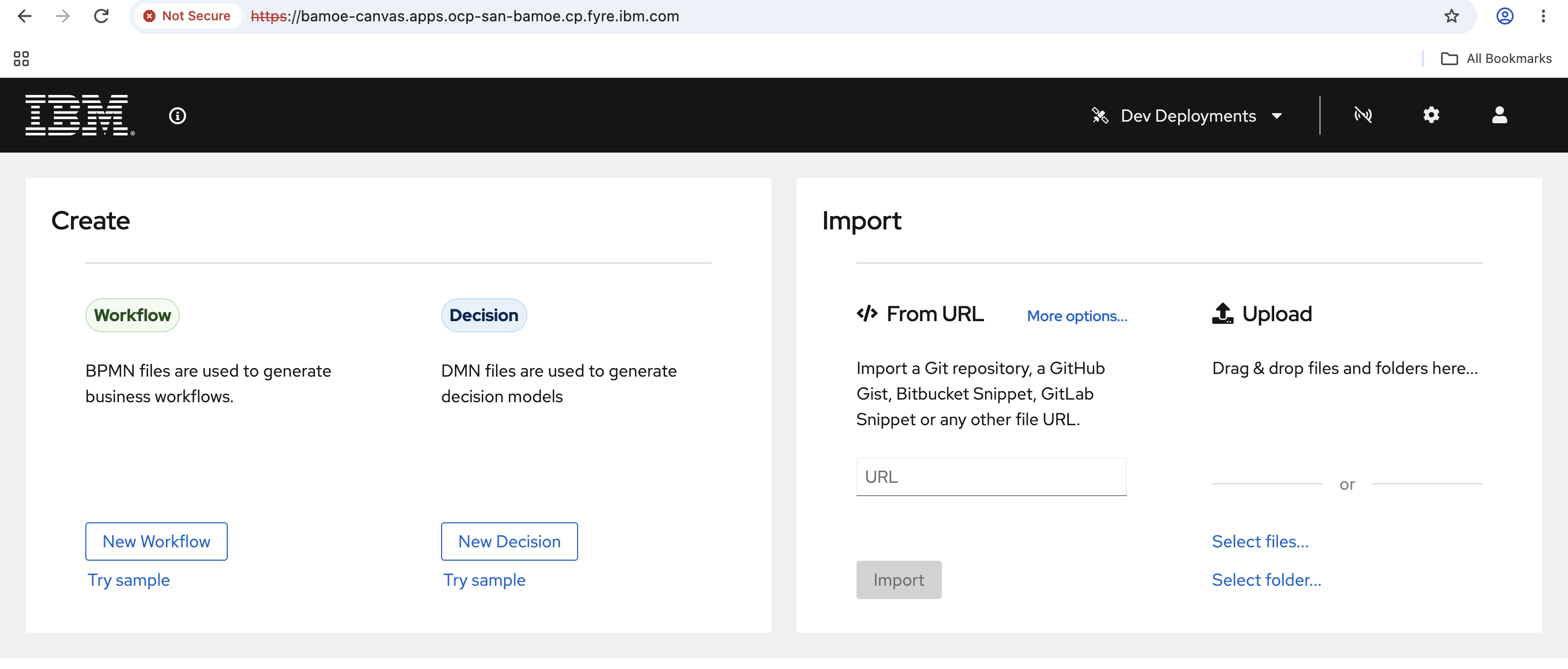 BAMOE Canvas authoring interface