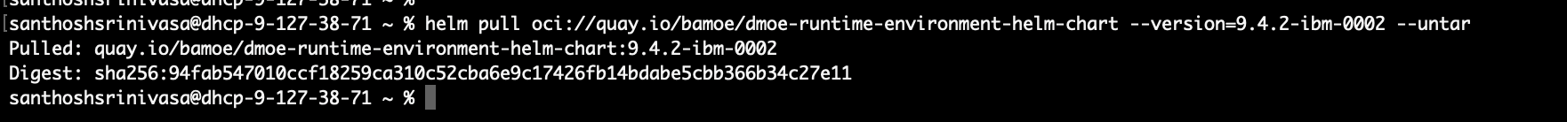 Pulling the Runtime Environment Helm chart from quay.io