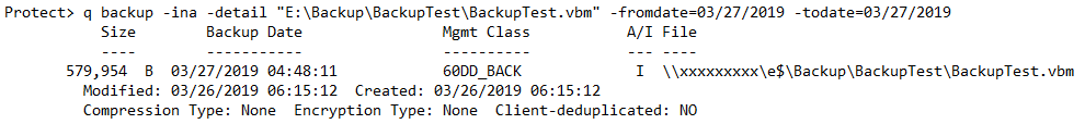 q backup with parameter