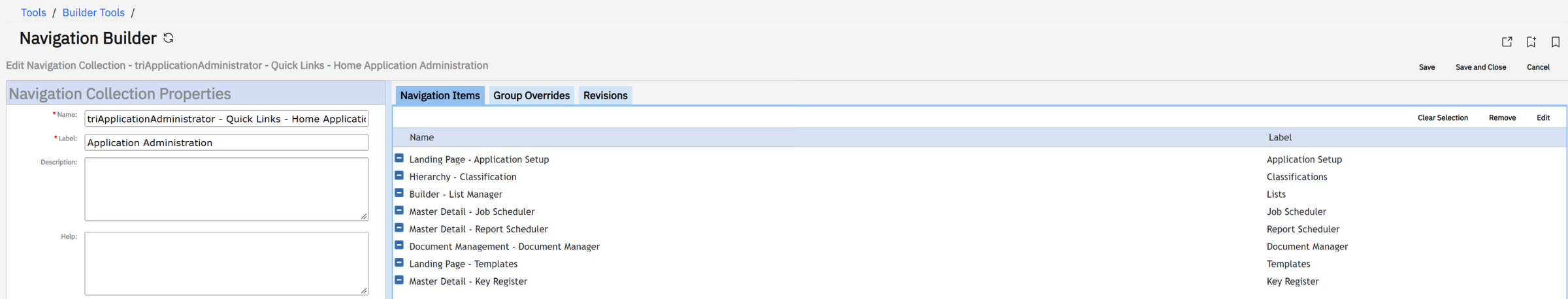 The collection now ends with "Key Register". Set an icon in the item's Icon Selector, or the home page shows a broken image.
