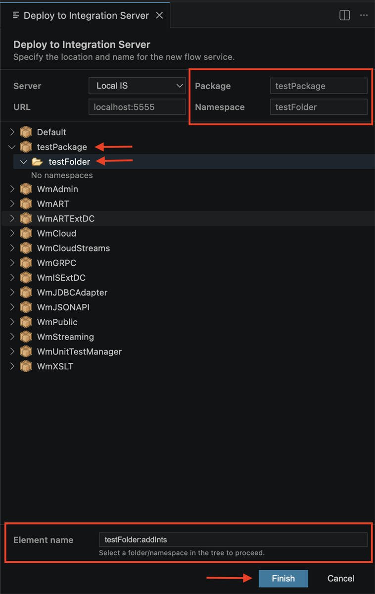 Service Deployment Screen