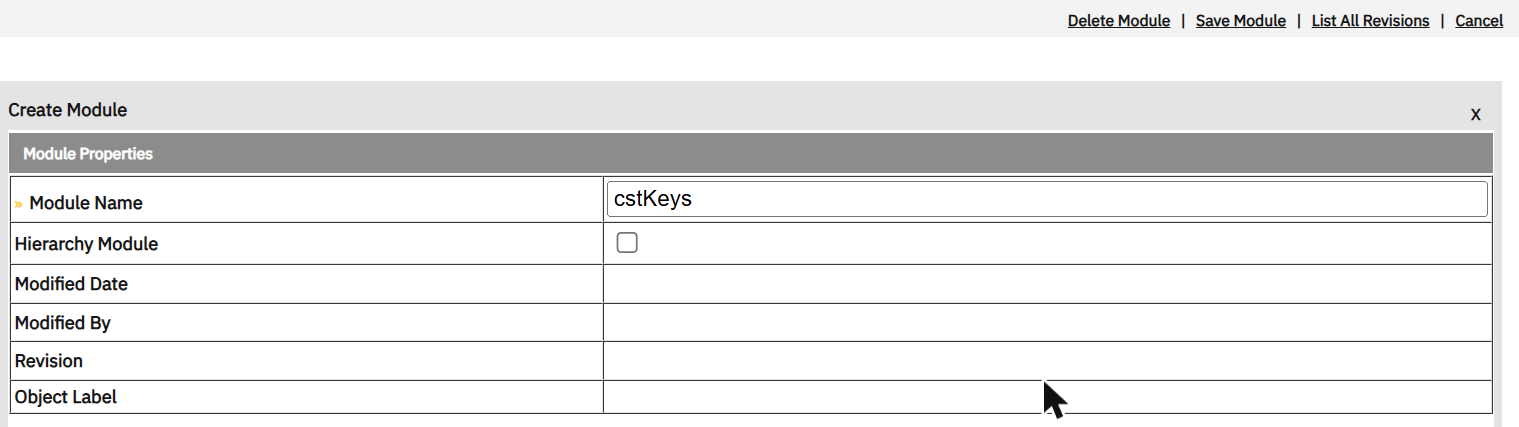 Data Modeler → New → Module. Easy to create; not what you want on this system.
