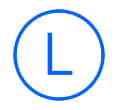 Letra L, en un círculo azul